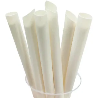 12mm Breit Biologisch Abbaubare Bambusfaser Strohhalme |200 Stück Bambus Bubble Tea Strohhalme | Einweg-Trinkhalme mit Großer Öffnung | Für Boba Tee, Jumbo, Milchshakes und Smoothies
