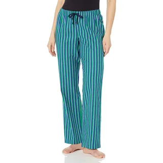 Amazon Essentials Damen Pyjamahose aus Flanell - Auslauffarben, Blau Grün Streifen, XXS
