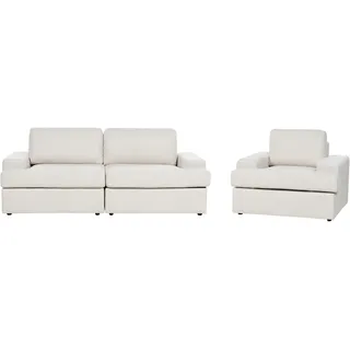 Beliani 4-Sitzer-Sofa Set hellbeige Alla - Beige , Textil , 112x112x208 cm , Wohnzimmer, Sofas & Couches, Sitzgarnituren