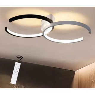 ZMH Deckenleuchten LED Deckenleuchte Deckenlampe 55 cm 37W dimmbar mit Fernbedienung Wohnzimmerlampe Esszimmerlampe Schlafzimmerlampe Badezimmerlampe - Schwarz, Weiß