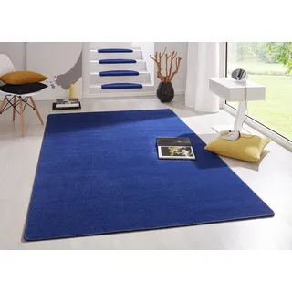 Indoor Teppich Fancy – Wohnzimmerteppich einfarbig Modern Velours Teppich für Esszimmer, Wohnzimmer, Kinderzimmer, Flur, Schlafzimmer, Küche – Blau, 160x240cm