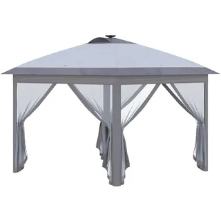 Outsunny Faltpavillon, Weiß, Metall, Oxford , Grau , 330x288x330 cm , Sonnenschutz, Pavillons