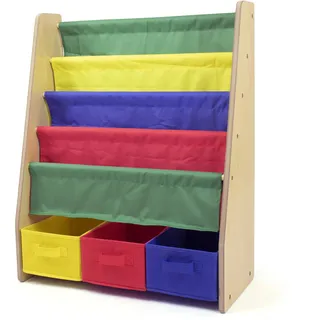 Humble Crew buntes Kinder-Bücherregal in Primärfarben! 4 Etagen für Bücher, ideal für Kinderzimmer. Jetzt fröhliche Ordnung schaffen! Kaufen