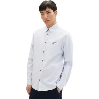 Langarmhemd TOM TAILOR "Langarmhemd Struktur", Herren, Gr. S, N-Gr, blau (light blau small structure), Obermaterial: 100% Baumwolle, regular fit normal, mit Knöpfen, Hemden Langarmhemd, mit Knopf an der Brusttasche