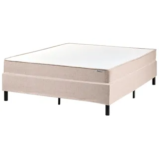 BELIANI Bett Beige Stoff 140 x 200 cm mit Taschenfederkernmatratze Metallrost ohne Kopfteil Modernes Design Boxspringbett Polsterbett für Schlafzimmer - Beige, Braun