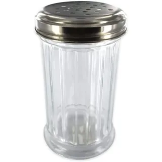 Fackelmann 46883 Puderzuckerstreuer Parmesanreibe, Glas, weiß, 13 x 8 x 8 cm
