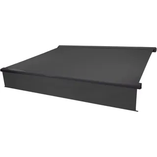 MCW Kassetten-Markise H124 Volant Ausfahrbar 4x3m Polyester Anthrazit Anthrazit