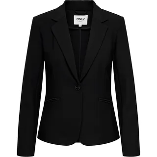 Kurzblazer ONLY "ONLRYNA LIFE LS UNLIN FIT BLAZER TLR ZLO", Damen, Gr. 34, schwarz, Web, Obermaterial: 94% Polyester, 6% Elasthan, unifarben, normal, V-Ausschnitt, Blazer Kurzblazer, Materialmix mit Stretch