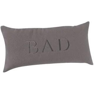 PANA® Badewannenkissen (20x40 cm) • Bequemes Kissen für Badewanne • Nackenkissen Badewanne • Kopfstütze Wanne • Polster Badewanne • Schnell trocknend • Grau mit Bad Schriftzug