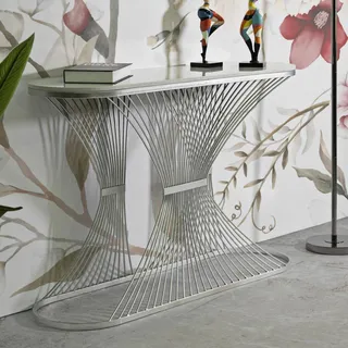 Dmora Konsole Riodoce 120x35x79h cm Silber Tragkraft 40 kg