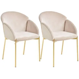 Livetastic Armlehnstuhl-Set , Taupe, Goldfarben , Metall, Textil , Rundrohr , 48x79x62 cm , Esszimmer, Stühle, Armlehnstühle