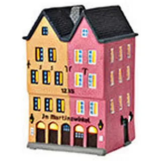 Dekohaus , Orange, Pink , Keramik , Haus , 11x17x11 cm , Dekoration, Dekofiguren & Skulpturen, Dekoobjekte