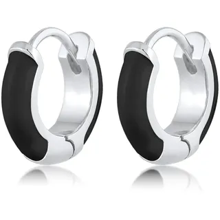 Elli Creolen Ohrringe Hänger schwarz 925 Silber Gr. 12