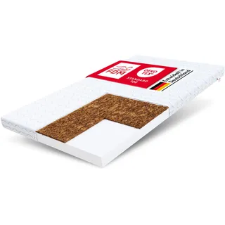 FDM Baby Coco Schaumstoffmatratze 60 x 120 cm Kokos Matratze Kindermatratze Härtegrad H2/H3 (Mittelweich/Mittelhart) 8 cm Höhe Zweiseitig Bezug Abnehmbar Waschbar