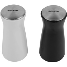 Salter BW12947EU7 Gravity Salt and Pepper Shaker Set – Classic Seasoning Mills, Salt & Pepper Pots, Tilt to Operate, No Spill Design, Monochrome Design, Ideal for Ground Salt, Pepper and Spices