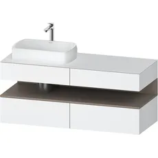 Duravit Qatego Konsolenwaschtischunterbau, 2 Auszüge, 2 Schubkästen, Ausschnitt links, 1400x550x600mm, Nische Basalt Matt, QA4765043, Farbe: Weiß Matt