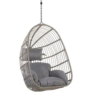 Beliani Hängesessel PE Rattan grau mit Sitzkissen Casoli , Kunststoff , 84x113x70 cm , Gartenmöbel, Gartenschaukeln, Hängesessel