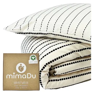 mimaDu - Baby Bettwäsche Set aus Bio-Baumwolle GOTS (Oeko-Tex100) 80 x 80 cm - Babybettwäsche aus Kissenbezug und Deckenbezug für Jungen, Mädchen - Bettbezug für Kinderwagen, Stubenwagen (Boho)