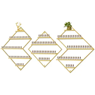 3 Stück Nagelllack Ständer aus Metall zur Wandmontage, Kalolary Gold Präsentationsregal Kosmetikvitrinen Lippenstift Parfüm Wandregal Ätherische Öle Organizer für Zuhause Spa Nagelstudio Geschäft