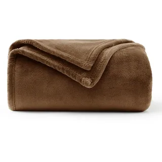 WAVVE Kuscheldecke Flauschig Decke Fleecedecke - Sofadecke 150x200 cm Warm Wohndecke Couchdecke, Braun Decke Weich Sofaüberwurf XL