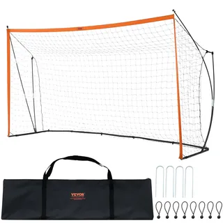 Vevor Tragbares Fußballtor, Fußballnetz, 3,6 x 1,8 m, für den Garten, Übungsfußballnetz Trainingstor-Set, mit Tragetasche, Orange
