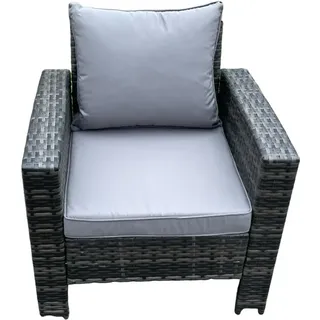 Fimous Gartensofa Polyrattan Dunkelgrau 1-Sitzer , Metall , 72x70x69 cm , Gartenmöbel, Loungemöbel, Loungesessel