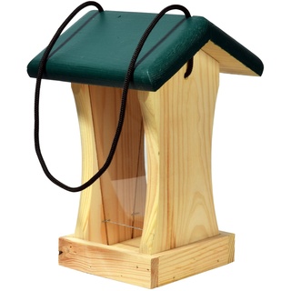 dobar® 90061FSCe Vogelfutterhaus Hängend - Kleines Vogelhaus Futtersilo - Futtersäule Massivholz - Futterstation für Wildvögel - Futterhaus für Garten/Terrasse/Balkon - 16 x 16 x 24 cm - Grün