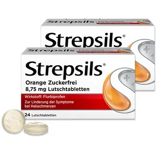 Strepsils® Orange Zuckerfrei Lutschtabletten - Bei starken Halsschmerzen und Schluckbeschwerden 2x24 St 2x24 St Lutschtabletten