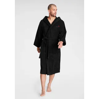 Unisex-Bademantel KANGAROOS "Cassidy, für Damen & Herren, Standardlänge & Überlänge" Gr. XL, schwarz, L:125cm, Walkfrottee, Hausmäntel, Unisex-Bademantel, mit Taschen, Männer und Frauen, Baumwolle, Reise, Hotel, Sauna, S-3XL