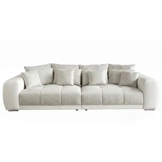luma-home Big-Sofa Kunstleder 3-Sitzer Grau Beige