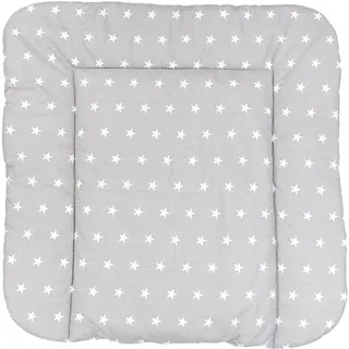 TupTam Baby Wickeltischauflage mit Baumwollbezug Gemustert, Farbe: Sterne Grau, Größe: 75 x 85 cm