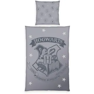 Herding Harry Potter 4474456050 - Bettwäsche grau - Aktion, 80x80 cm + 135x200 cm, 100% Baumwolle
