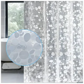 LEMON CLOUD Duschvorhang Antischimmel - Durchsichtig mit Gewicht Magnete Unten, 120x200cm PEVA Wasserdichter Badvorhang 3D Kieselstein, Plastik DuschVorhang für Badewanne mit 12 Ringe