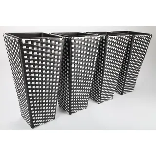 point-garden 4x Blumenkübel Pflanzkübel Pflanzgefäß Blumentopf Polyrattan H 61cm