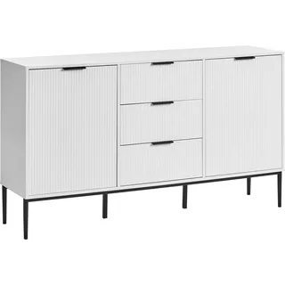 BELIANI Sideboard weiß MDF 2-türiger Schrank Stauraum modernes minimalistisches Design Stauraum für das Wohnzimmer - Weiß, Schwarz