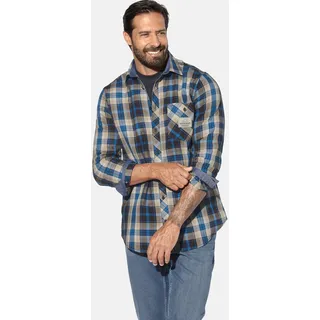 Langarmhemd JAN VANDERSTORM "Hemd NORLUND", Herren, Gr. 4XL, weit, braun (braun kariert), Obermaterial: 100% Baumwolle CO., Hemden Langarmhemd