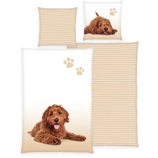 Herding Young Collection Kinderbettwäsche »Hunde, 100 % Baumwoll-Renforcé« 2 Stk. tlg., beige