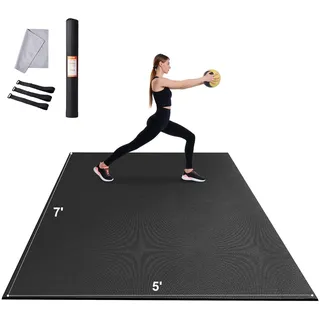 VEVOR Trainingsmatte, rutschfeste, hochdichte Premium-Yogamatte, Trainings-Yogamatte für Männer und Frauen, Fitness- und Trainingsmatte mit Tasche und Tragegurt, für alle Arten von Heim-Yoga, Pilates und Bodentraining (2,1 x 1,5 m)