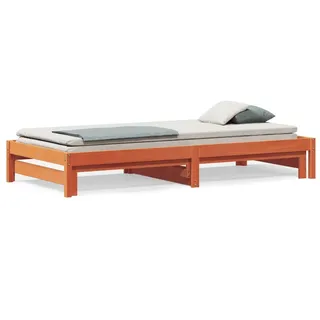 vidaXL Tagesbett Ausziehbar Wachsbraun 90x200 cm Massivholz Kiefer - Braun
