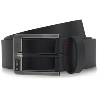 Ledergürtel HUGO "Grover Sz35", Herren, Gr. 11,5, schwarz (schwarz 001), Büffelleder, unifarben, Gürtel Ledergürtel, mit Logoprägung auf der Schließe