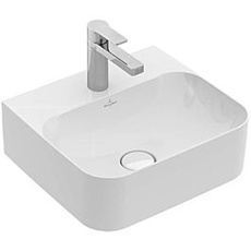 Bild Villeroy und Boch Finion Handwaschbecken 43644LRW 43x39cm, Stone white C+, 1 Hahnloch, Unterseite geschliffen