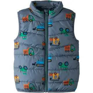 Steppweste NAME IT "NMMMYLANE VEST AOP2", Jungen, Gr. 92, flint stone, Steppware, Obermaterial: 100% Polyester, bedruckt, regular fit normal, hoch geschlossener Ausschnitt, Westen Steppweste