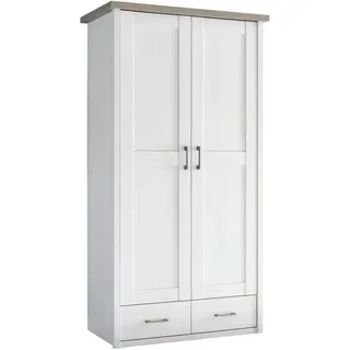 Stella Trading Drehtürenschrank Luca 106 x 201 x 55 cm Pinie Weiß/Trüffel