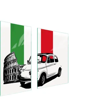 Herdabdeckplatten 2 teilig 75x52 Glaskeramikkochfeld Abdeckung Glas Schneidebrett Auto Flagge