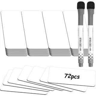 72 Stück Magnetstreifen Beschreibbar 80 x 30mm Magnetschilder zum Beschriften Magnetische Etiketten Wiederverwendbar inkl. 2 Marker Magnet Etiketten für Whiteboard Kühlschrank Magnettafeln