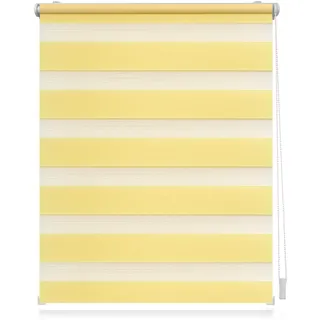 Lichtblick Doppelrollo Blickdicht ohne Bohren Gelb 50 cm x 150 cm (B X L) | Duo Rollo, Rollos für Fenster ohne Bohren, Doppelrollo Klemmfix ohne Bohren, Streifen, Klemmträger-Montage, Sichtschutz