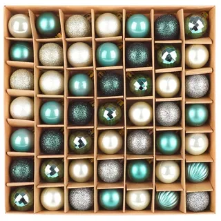 DERAYEE klein Weihnachtskugeln, 49 Stück 3cm Weihnachtsbaumkugeln Glitter Weihnachtskugeln für Weihnachtsbaum Dekoration,Weihnachtsbaumschmuck (Blau-Grün & Gold 49PC)