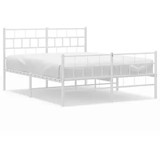 vidaXL Bettgestell mit Kopf- und Fußteil Metall Weiß 160x200 cm - Weiß