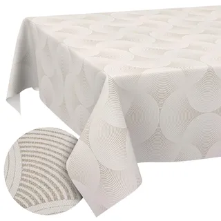 Tischdecke abwaschbar Tischtuch Lotuseffekt pflegeleicht aus Baumwolle Polyester schmutzabweisend Outdoor Gartentischdecke Curva Grau 100x140cm
