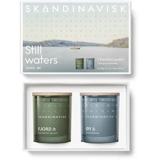 Skandinavisk Still Waters Geschenkset mit 2 Kerzen, Fjord, ØY 'Island'. Vegane Formel, 200 g x 2